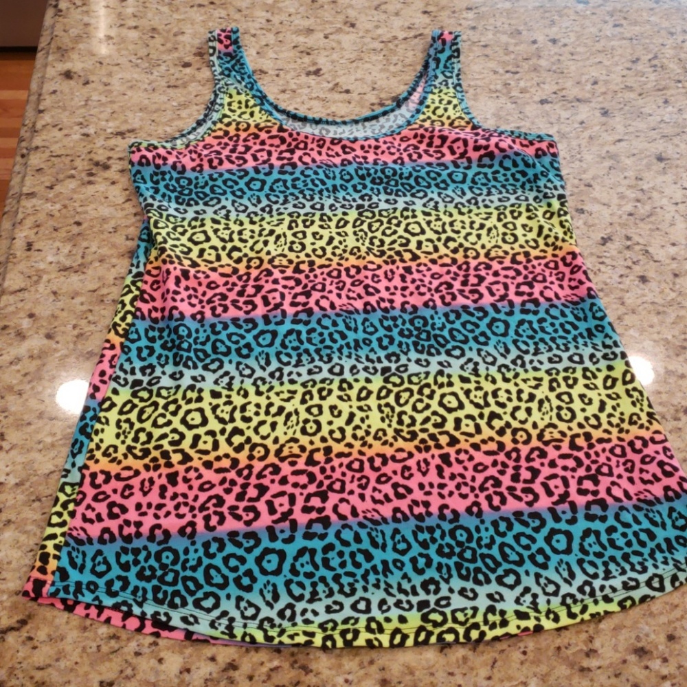 Neon color cheetah tank